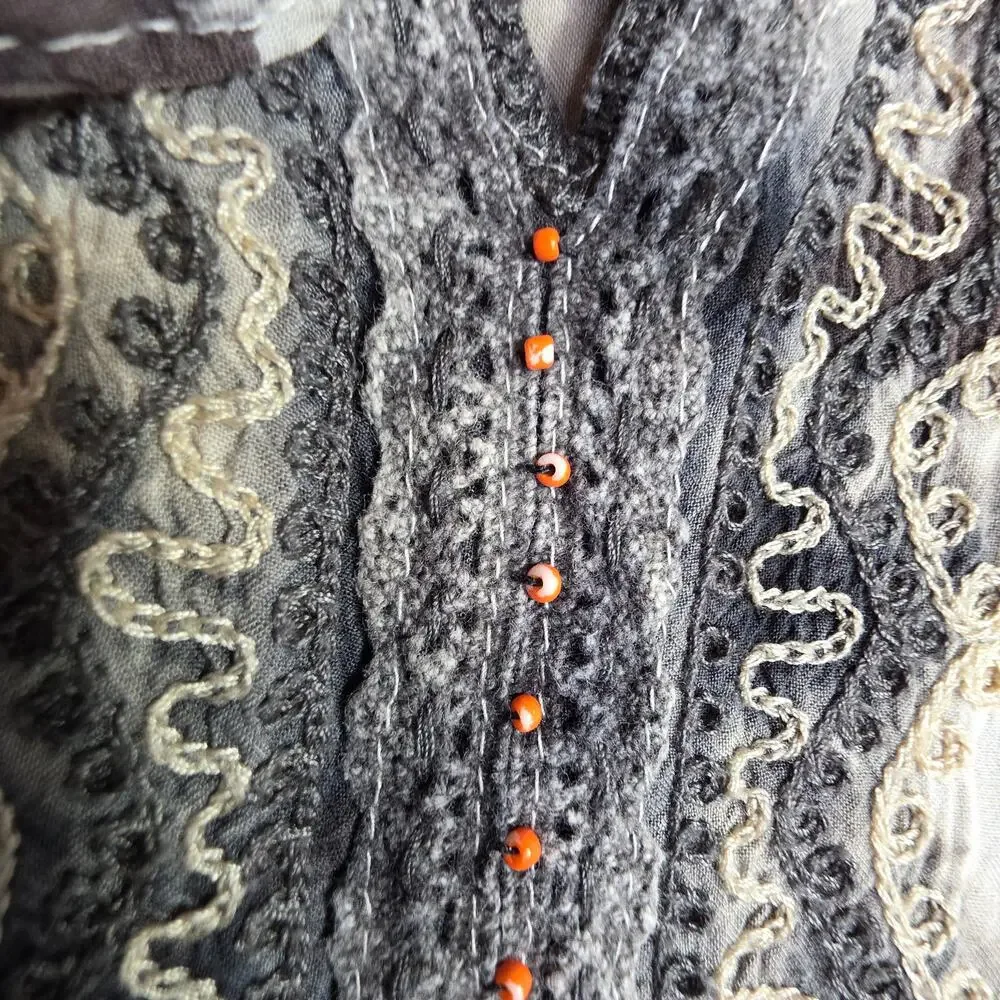 Surf Gypsy Sm TieDyed‎ gray n white Swimcover with Tassels n Beads. Sexy Hippie